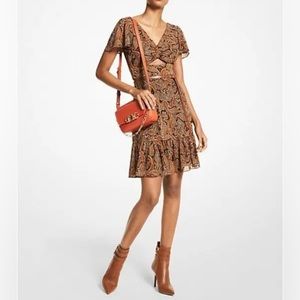 Michael Kors Paisley Print Cutout Boho Dress Multicolor Women's Size 4 New